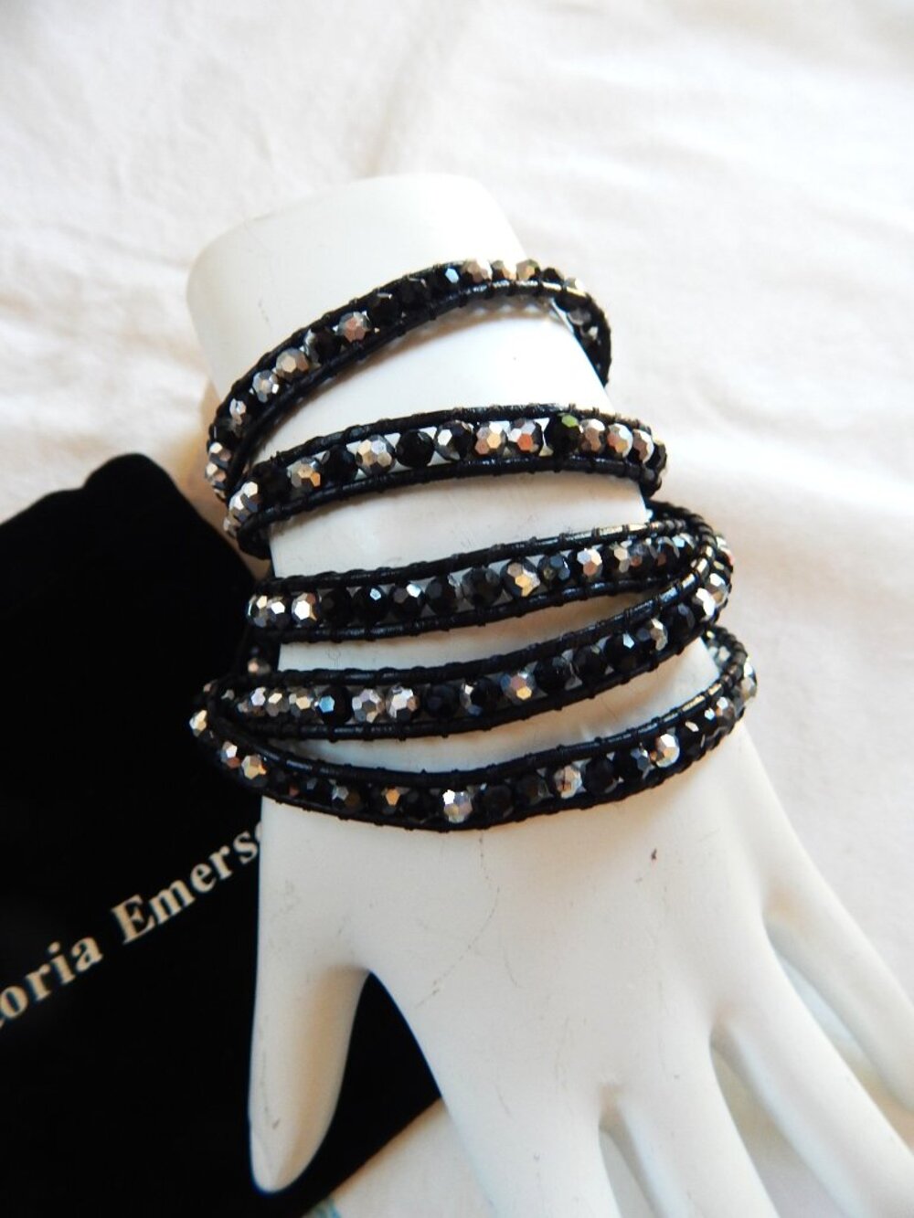 Victoria Emerson Black Beaded Wrap Around Bracelet - Never Worn - Gift Bag